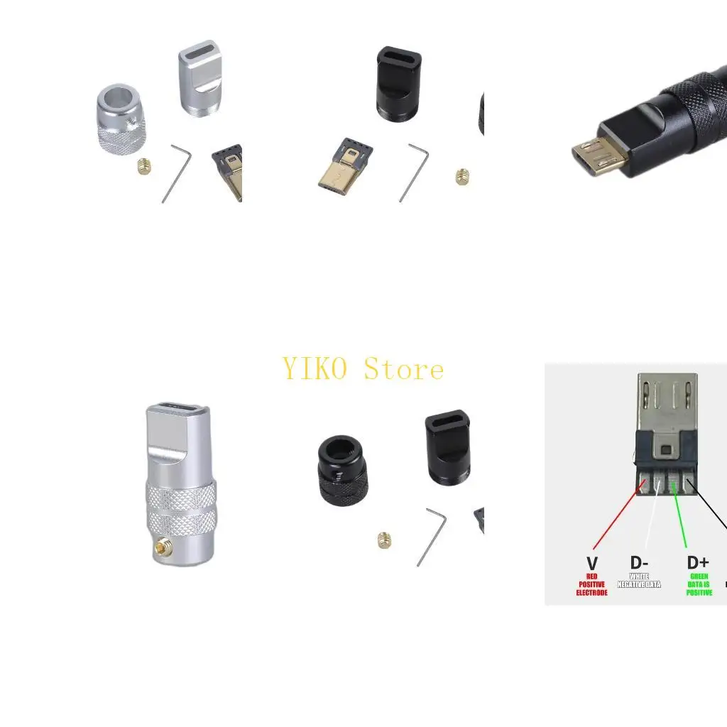 K32C  USB 5Pin Male Solder Connector With Aluminum Alloy Shell Customizable Adapter for 4.0mm 6.0mm Cable