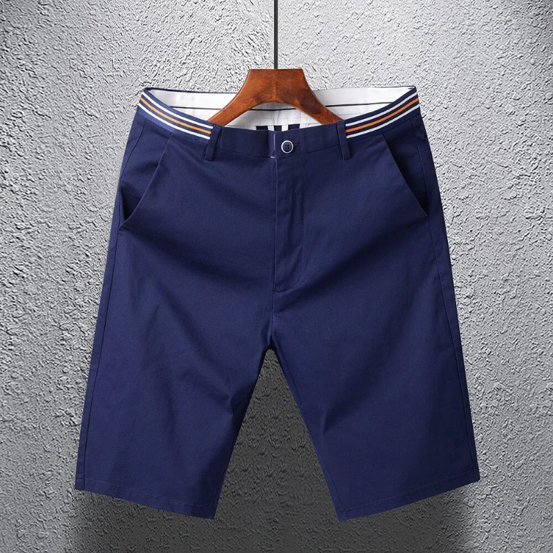Mens Summer Casual Shorts Solid Color Business Casual Elastic Five Quarter Pants Cotton Breathable Workwear Shorts Men Clothing - Image 5