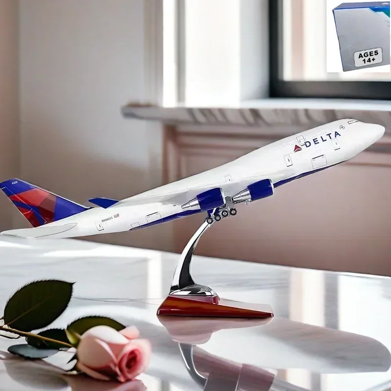 

Airplane Model Toys Diecast Resin Delta Boeing 747 Airplane Aircraft Airlines Airways Air Bus with Lights Toys Gift Home Decor