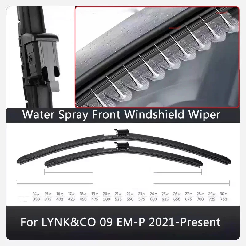 Car Custom Wet Arm Frameless Wiper Blades Front Windshield Water Spray Cleaning Auto Accessory For LYNK&CO 09 EM-P 2021-Present