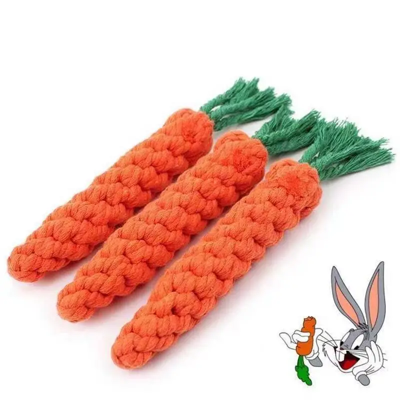 Dog Toy Teeth Chew Carrot Knot Rope Ball Braided Cotton Rope Interactive Toys Training Durable Bite Resistant Puppy Pet Supplies