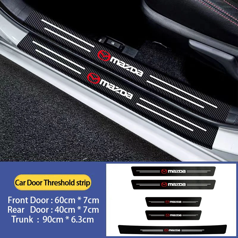 Carbon fiber automotive parts car threshold stickers For Mazda 3 6 CX5 2 CX3 CX9 MX5 RX8 Axela Demio Atenza MS GJI GH BK MP CX30