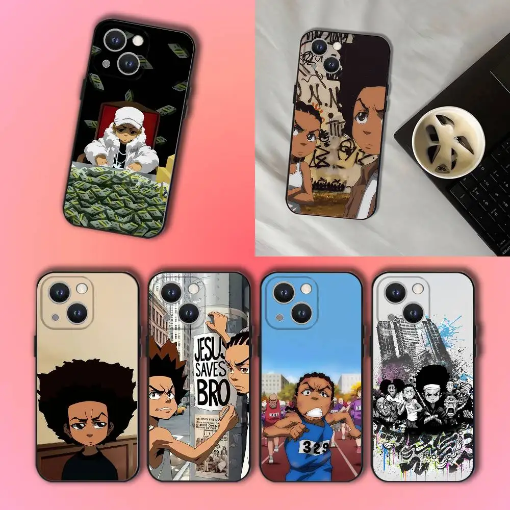 

Cartoon The B-Boondocks Black Soft Cover Phone Case For iPhone 17,16,15,14,13,12,11,Pro,XS,Max,XR,Plus,E,SE4,Mini
