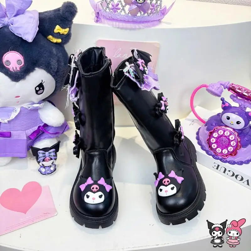 أحذية أطفال سانريو كورومي كاواي أنيمي كاجوال للطلاب غير قابلة للانزلاق مقاومة للماء ومقاومة للاهتراء مريحة للخريف والشتاء أحذية عالية