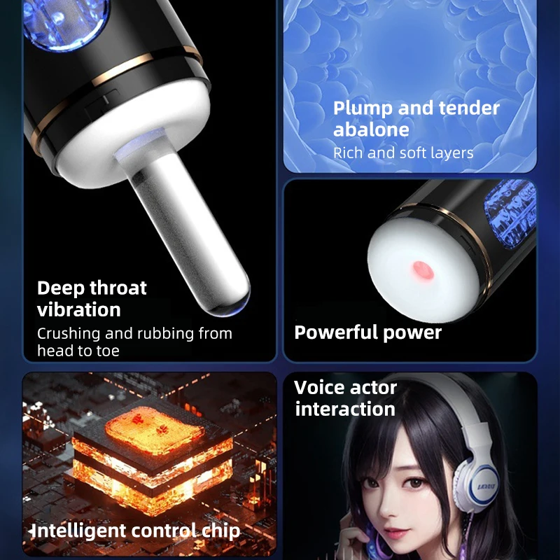 Masturbation cup fully automatic real person moaning deep throat vibration clip suction vagina penis massage adult toy sex toy