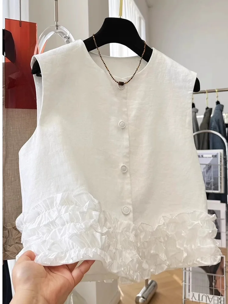 

Мужской жилет больших размеров (до 300 фунтов) в корейском стиле с кружевом, приталенный, летний, повседневный, модный, с круглым вырезом, на одной пуговице