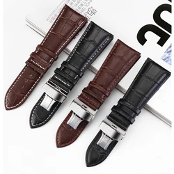 Large Leather Watch Strap For Diesel Panerai for Armani P2/PS1 Men‘s Watch Band Butterfly Buckle Wrist Strap 22mm 24mm 26mm 28mm