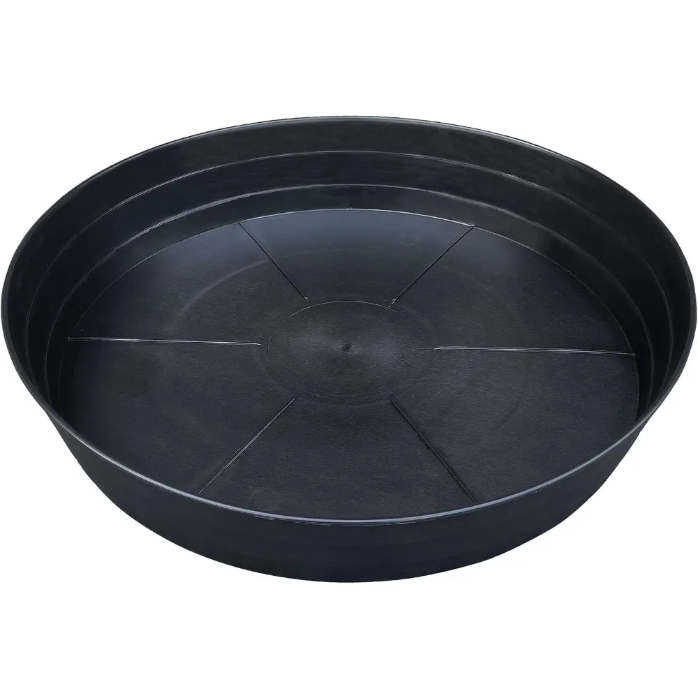 Pires grandes para plantas de 25 polegadas, bandeja preta profunda para vasos de flores, coletor de drenagem resistente sem furos