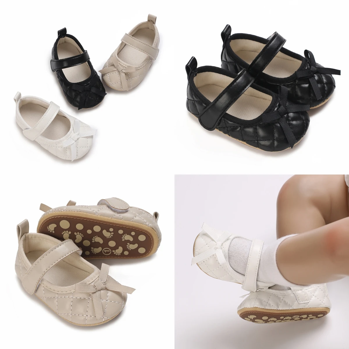 

Cute Pre Step Spring and Autumn Pure Color Princess Casual Soft Rubber Sole Anti slip Princess Shoes Girl Baby Shoes 0-18M