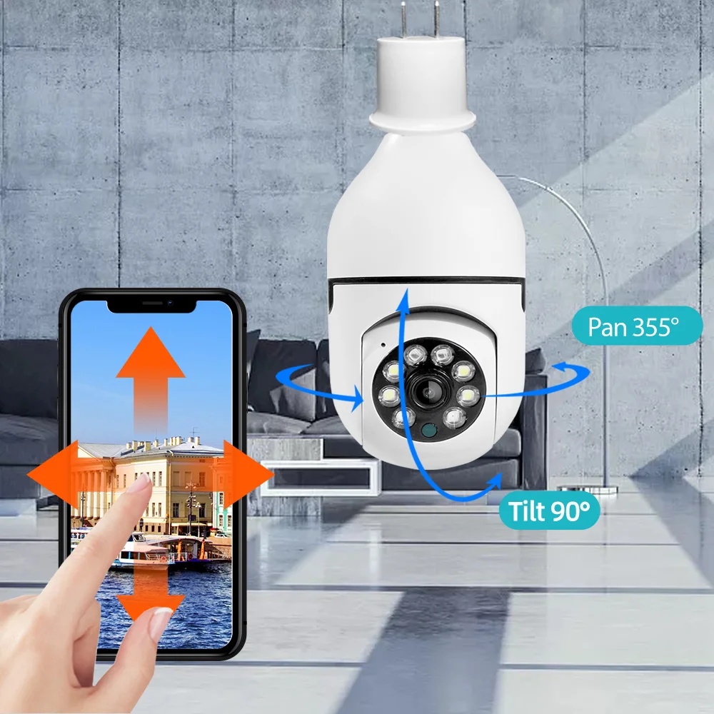 Cámara IP de seguridad para el hogar inteligente, dispositivo de vigilancia con doble lente, 8MP, E27, WIFI, Zoom óptico 10X, seguimiento automático