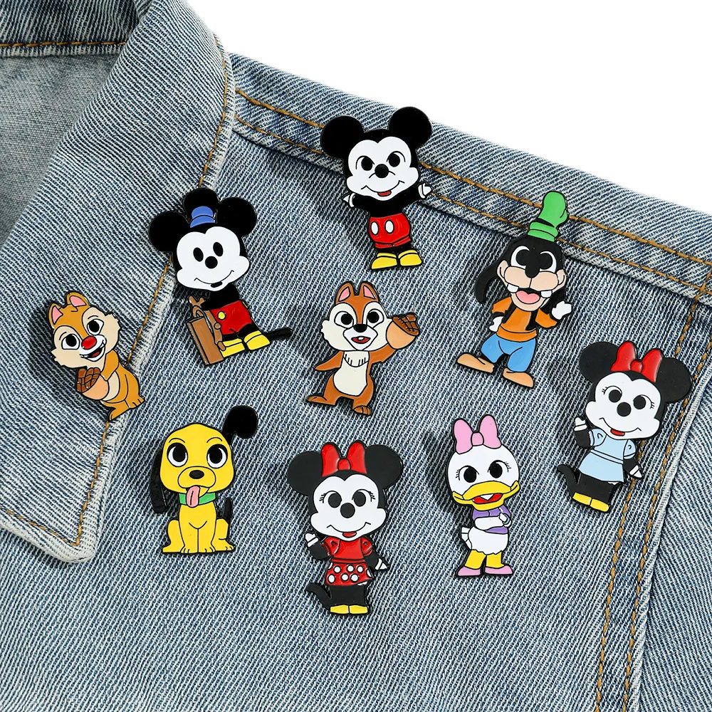 Disney Mickey Minnie Mouse Anime Enamel Pin Lapel Pins for Backpacks Cute Brooches Cosplay Badges Kids Jewelry Accessories Gifts