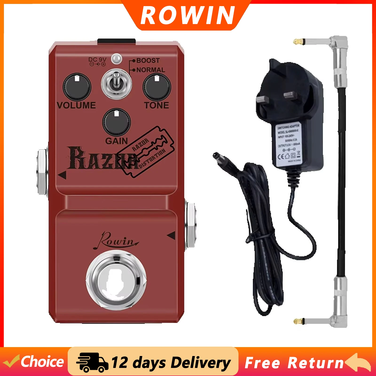 ROWIN Metal Distortion Guitar Effect Pedal True Bypass Mini Guitar Effect Pedal Electric Guitar Effects Parts & Accessories