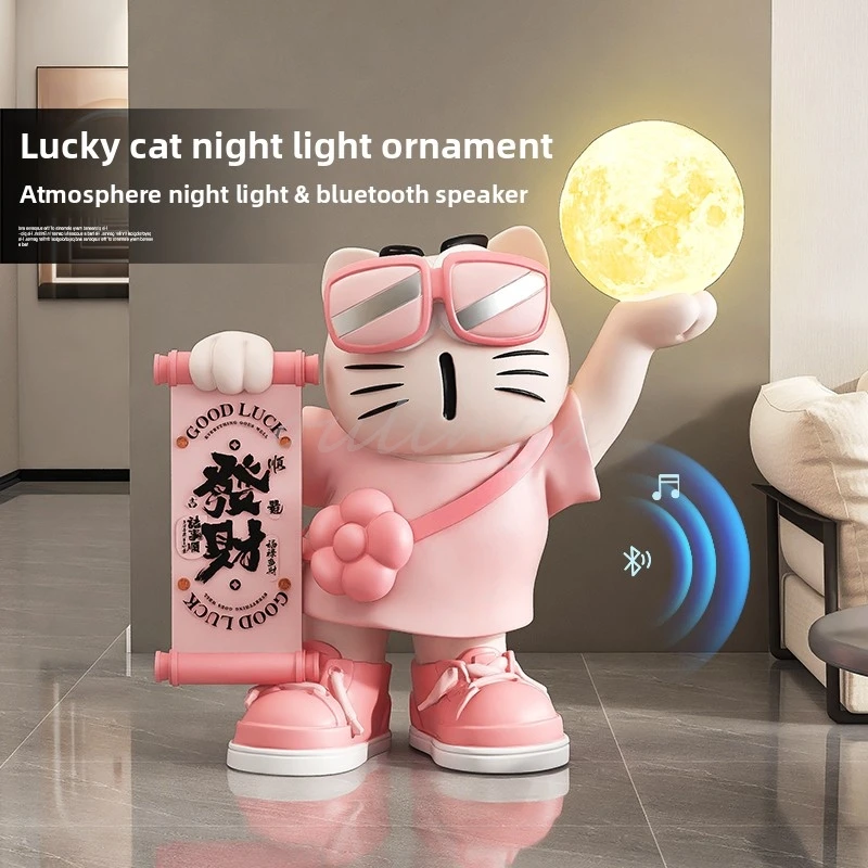 Home Decor Sculptures Figurines Decoration Accessories Trendy Play Money Cat Floor Lamp Ornament Living Room Resin Animal Statue