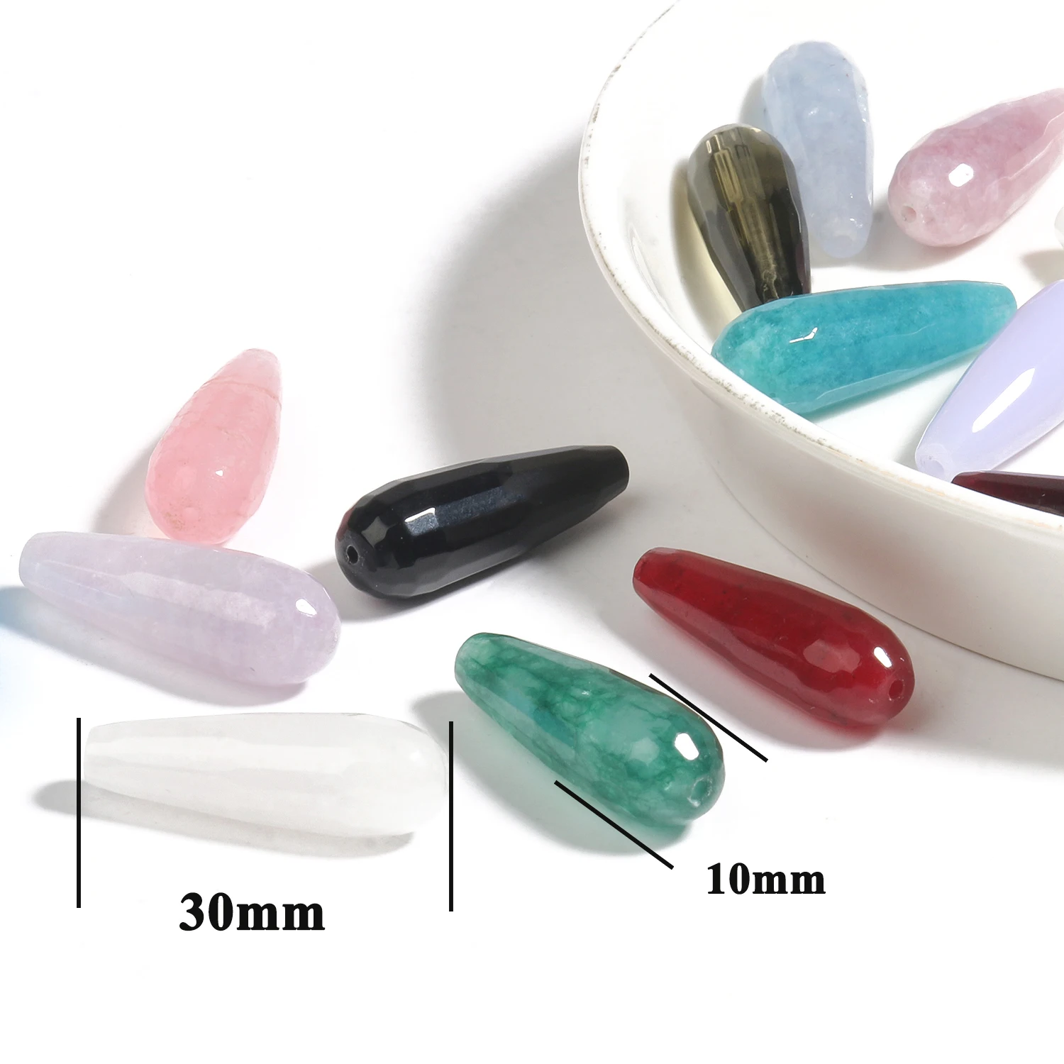 10x30mm Natural Stone Water Drop Amazonite Opal Agate Beads Loose Beads for Jewelry Making DIY Handmade Charm Bracelet Accessory