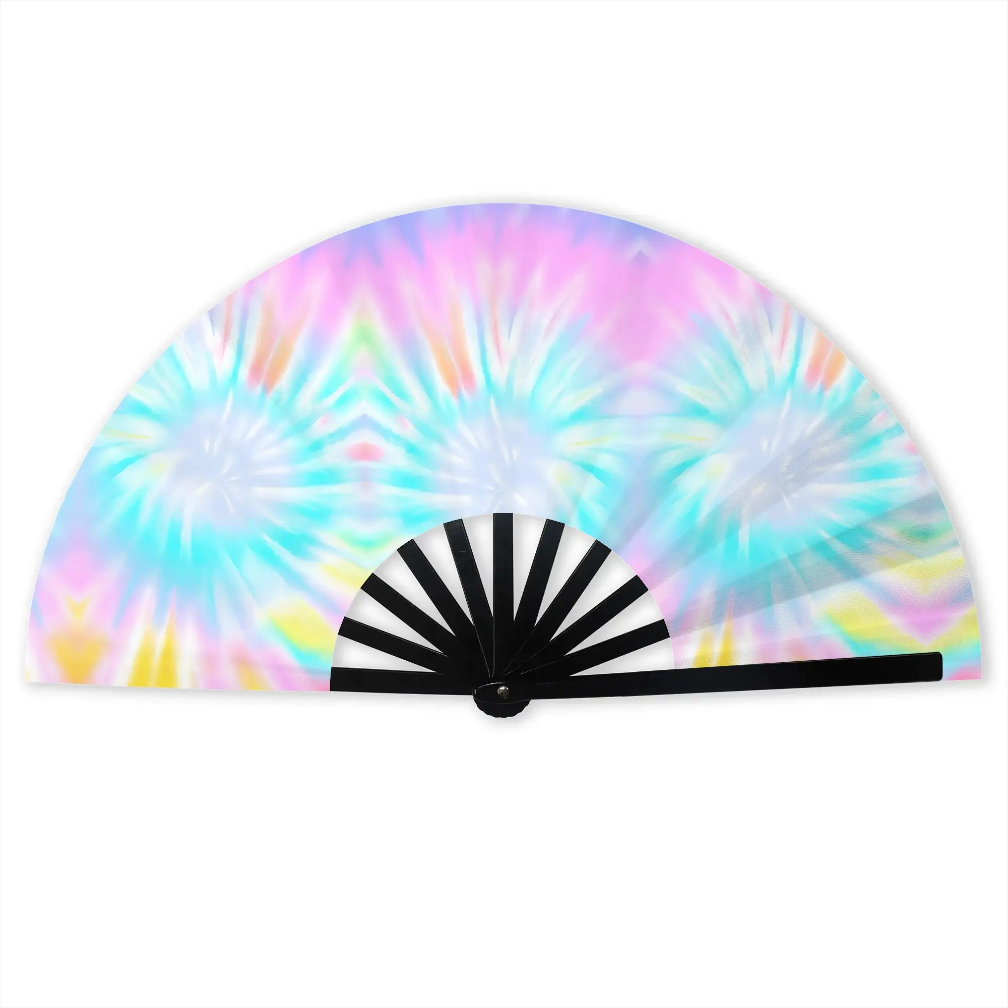 Tie Dye Traditional Folding Fan Oriental Art  High-Quality Polyester Fans Gift  Exquisite Decorative Hand Fan