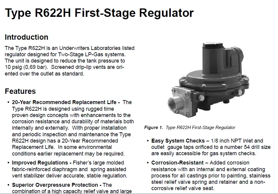 Typ R622H-JGJ First Stage Regulator universal bietet Economica Control Gasdruckregler