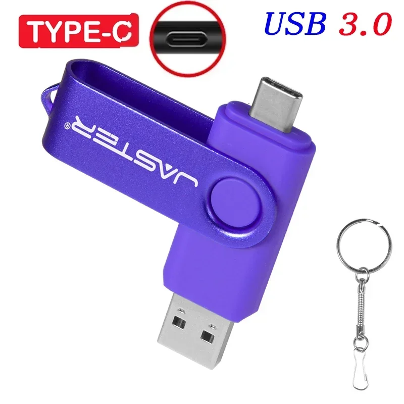 Hoge snelheid USB 3.0 Type C USB-flashdrive 128 GB Gratis sleutelhanger Pendrive 64 GB Oranje 2 in 1 USB-stick 32 GB 16 GB Business Mini