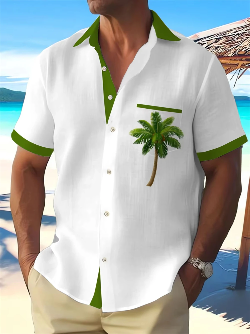 

Summer Hawaiian Plants Pattern Multicolor Print Shirt for Men Flower Print Plus Size Fashion Shirts Beach Flower Button Shirt