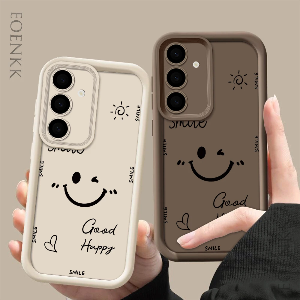 Luxury Smiling Face Phone Case For Samsung Galaxy S25 S22 S21 S23 S20 S24 FE A35 A25 A55 Note 20 Plus Ultra Silicone Soft Cover