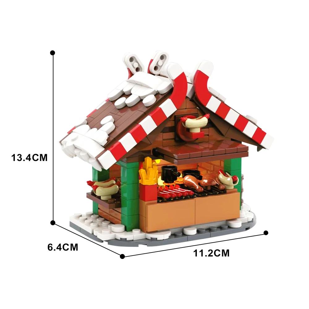 SETBRICKS-MOCバーベキューグリルビルディングブロック、クリスマスハウスモデル、DIYレンガ、装飾のアイデア、子供向けのおもちゃ、ギフト