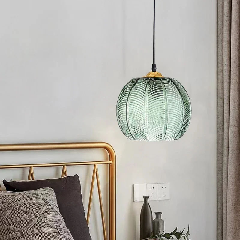 Luz colgante de cristal para el hogar, lámpara nórdica decorativa para dormitorio, mesita de noche, sala de estar, restaurantes, accesorios de