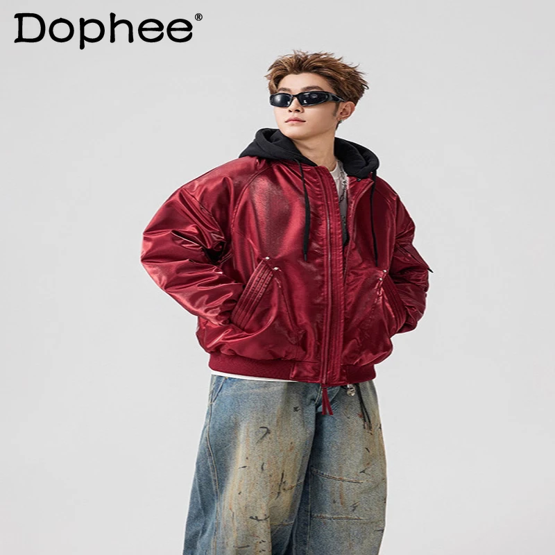 

Men's Fashion American Style Trendy Down Jackets Men 2025 Winter New High-End Handsome Down Coats Hooded Detachable Down Jackets