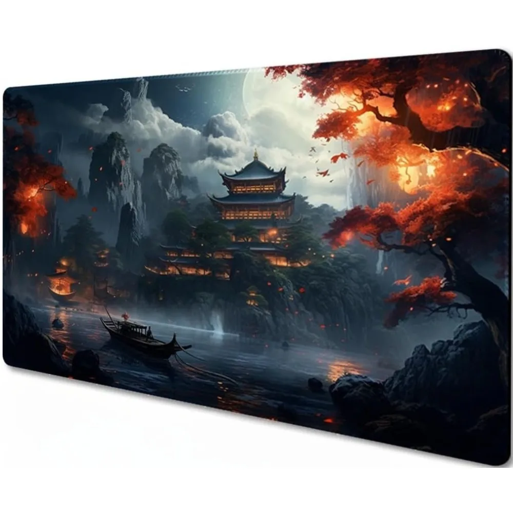 Dark Gothic Castle Pattern Play Mat Durable Office Deskpad Parties Gathering Card Game Mat Non-slip Keyboard PC Gaming Mouse Pad