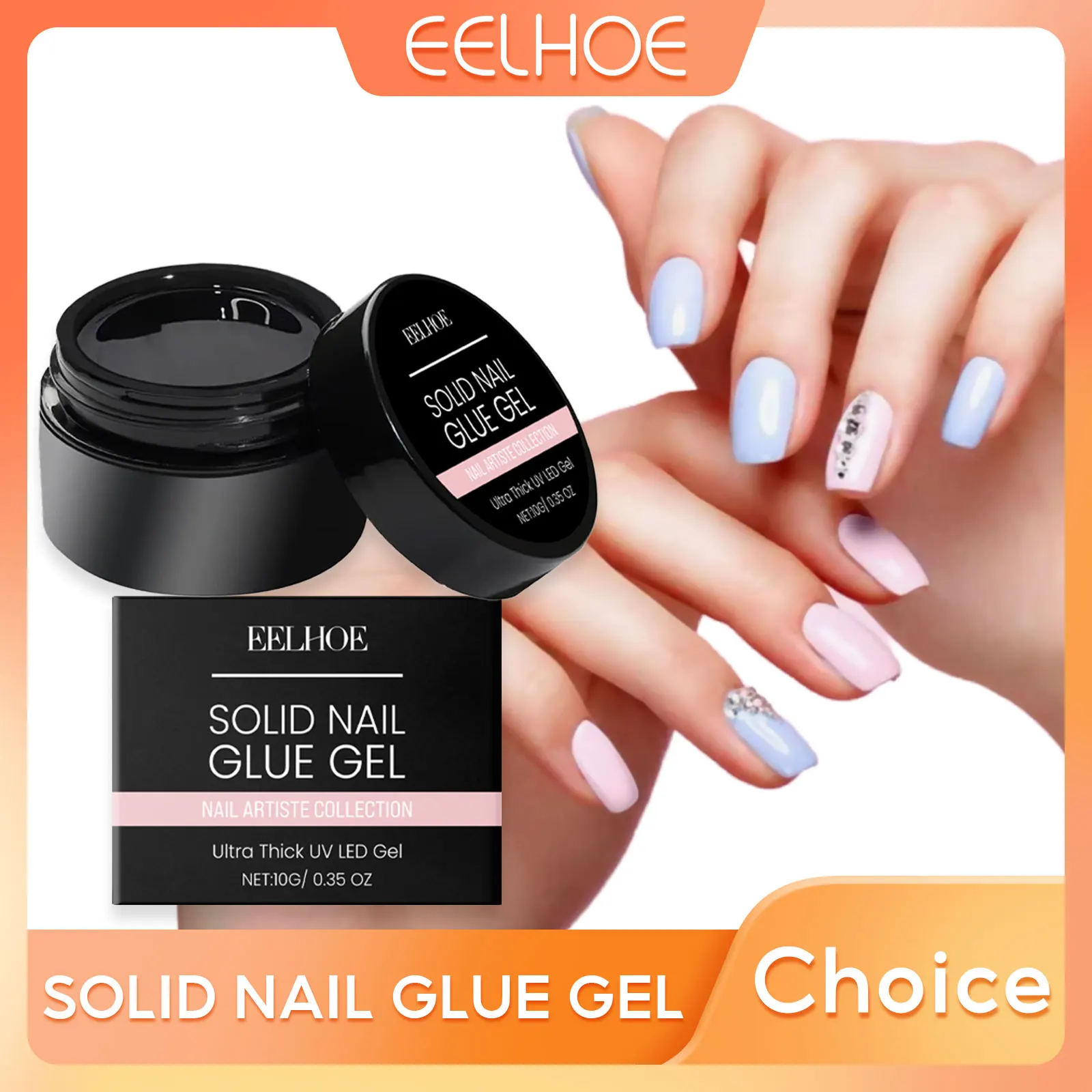 

EELHOE UV Light Curing Glue for Fake Nails Press on Long Lasting Waterproof Nail Decorations Solid Nail Glue Gel Nail Tips 10g