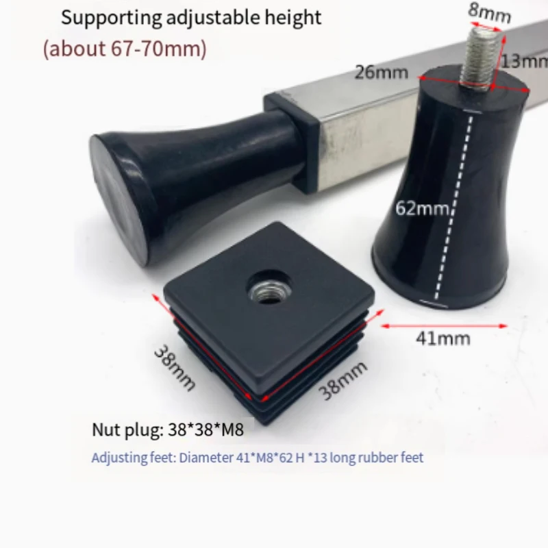 1/3/5/7/8/10/12 قطعة M8 الأسود المطاط قابل للتعديل قدم وسادة المسمار الكراسي الأثاث الساق الجدول التسوية قدم وسادة المسمار المضادة للانزلاق
