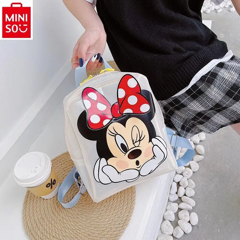 MINISO ransel Jelly transparan wanita, ransel kartun Disney Donald bebek untuk pelajar baru 2024