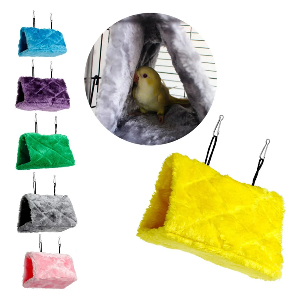 

Warm Parrot Hammock Bed Large Blue Soft Hanging For Bird Climbing Exercise Cozy Nest Cage Decor Pet Sleep Hammock