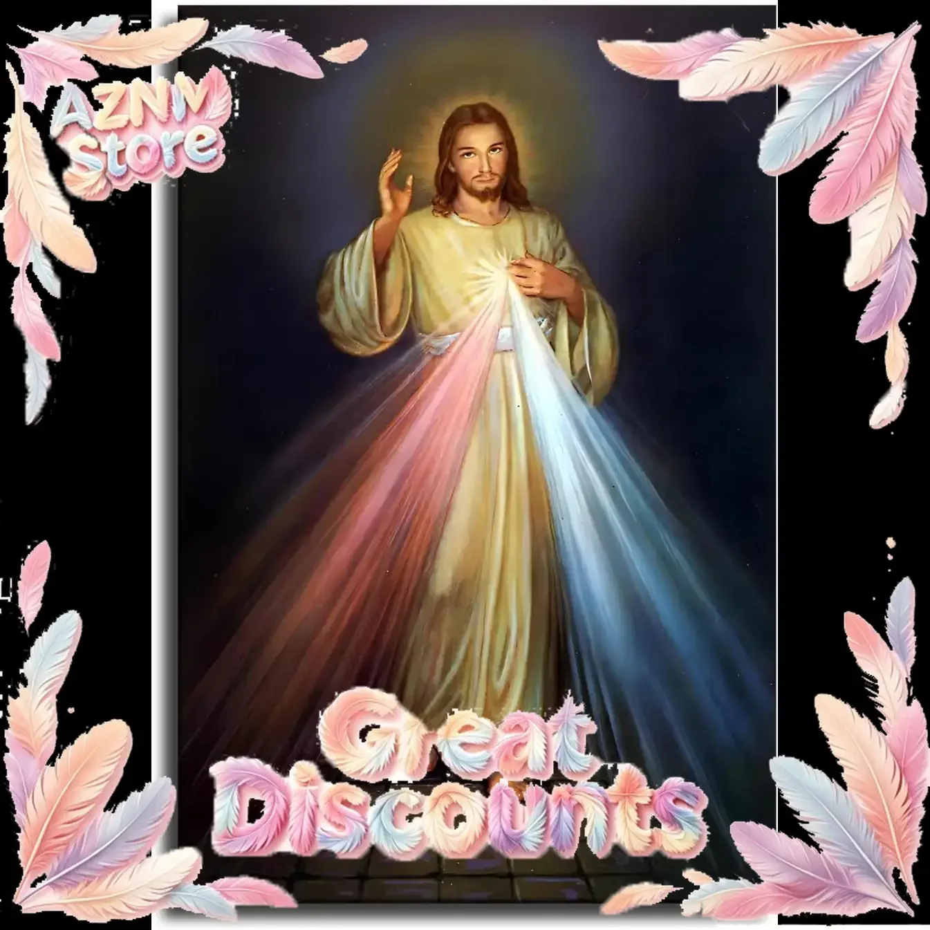 Jesus Christ Divine Mercy Canvas Print  x Inch Framed Wall Art for Modern Home Decor