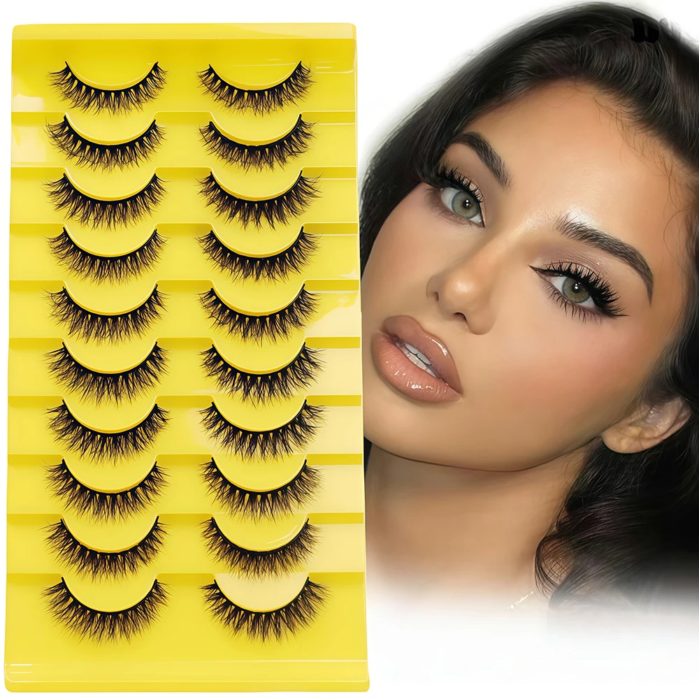 10 pairs of European and American manga fake eyelashes, sweet and cool girl fake eyelashes, one-piece mixed race girl group styl