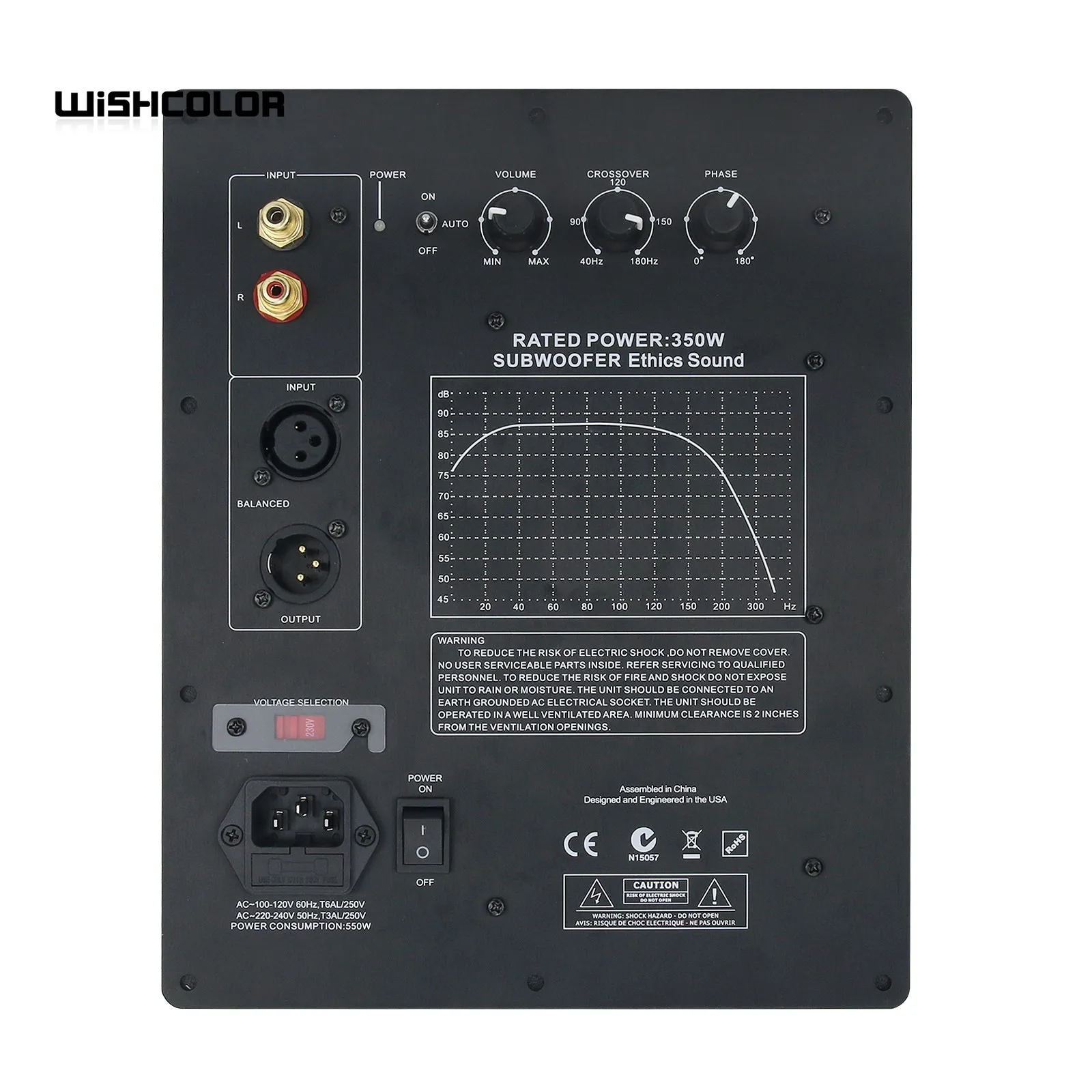 Wishcolor Subwoofer Amplifier Board Plate Amplifier Ethics Sound 350W For Closed & Phase-Inverted Subwoofers