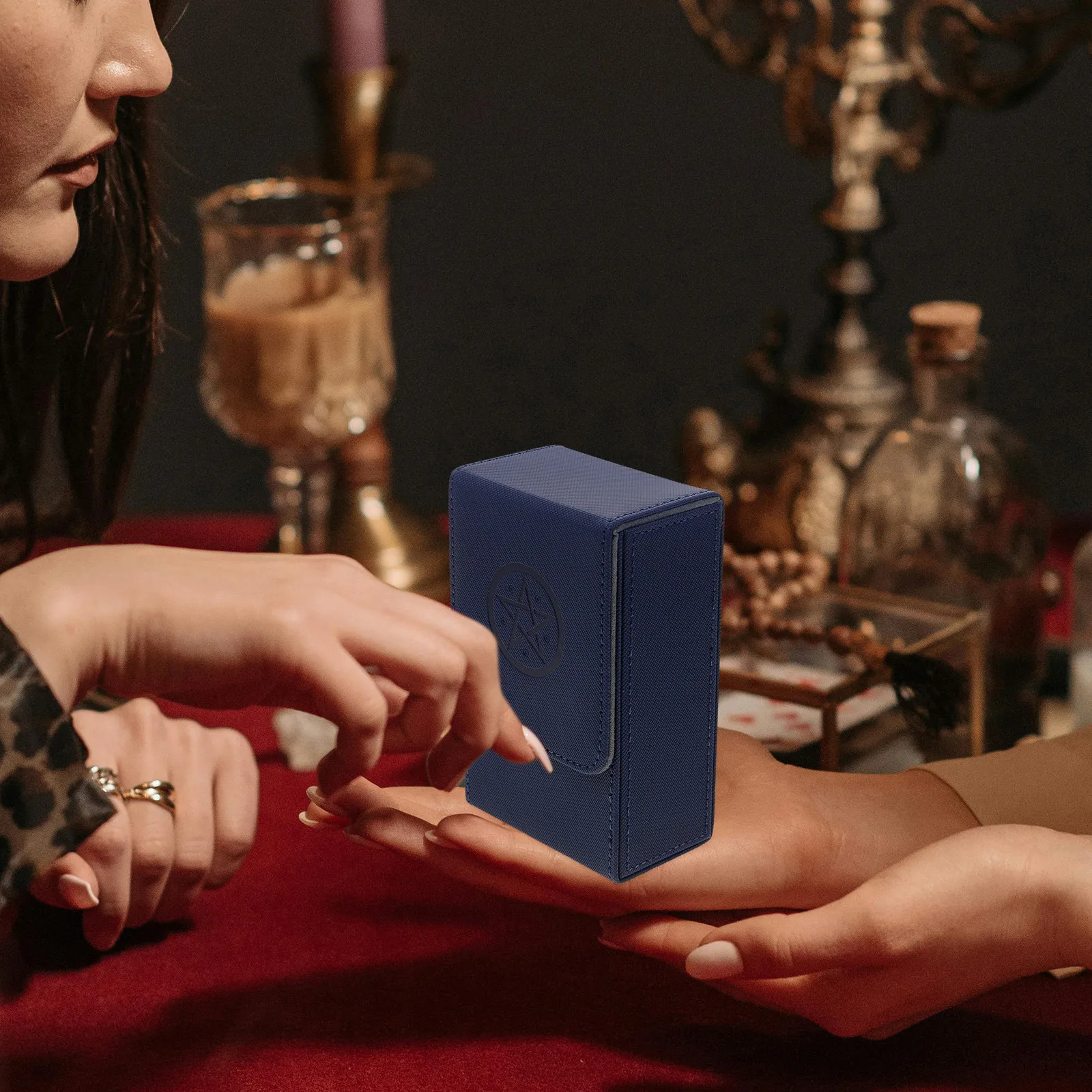 PU Tarot Card Storage Box with Sealed Magnetic Lid Portable Compact Organizer for Tarot Cards Diary Envelopes Postcards