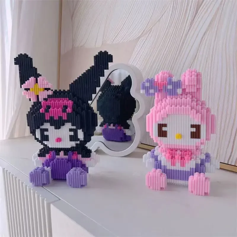 Mini Kuromi Melody Building Blocks Giocattolo Piccole particelle Puzzle 3D Ornamento Ragazza Serie Ornamento regalo