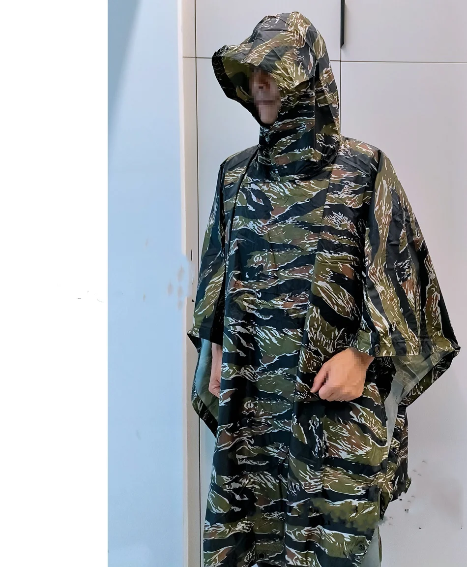 Tiger Spot Camouflage Tactical Raincoat Original Replica Outdoor Rainproof Cloak