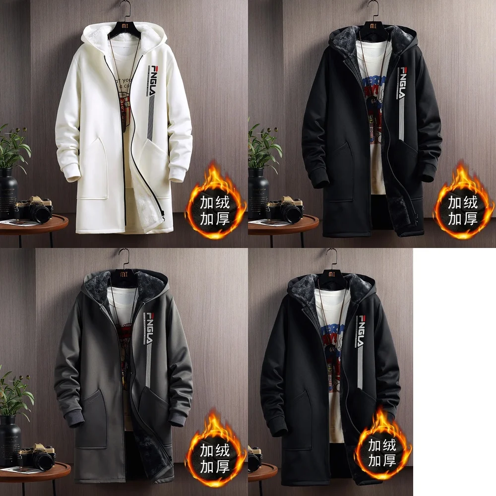 

Men's Trench Coat Winter Jacket Fashion Trend Thicken Warm Casual Loose Style Male Size M 5XL