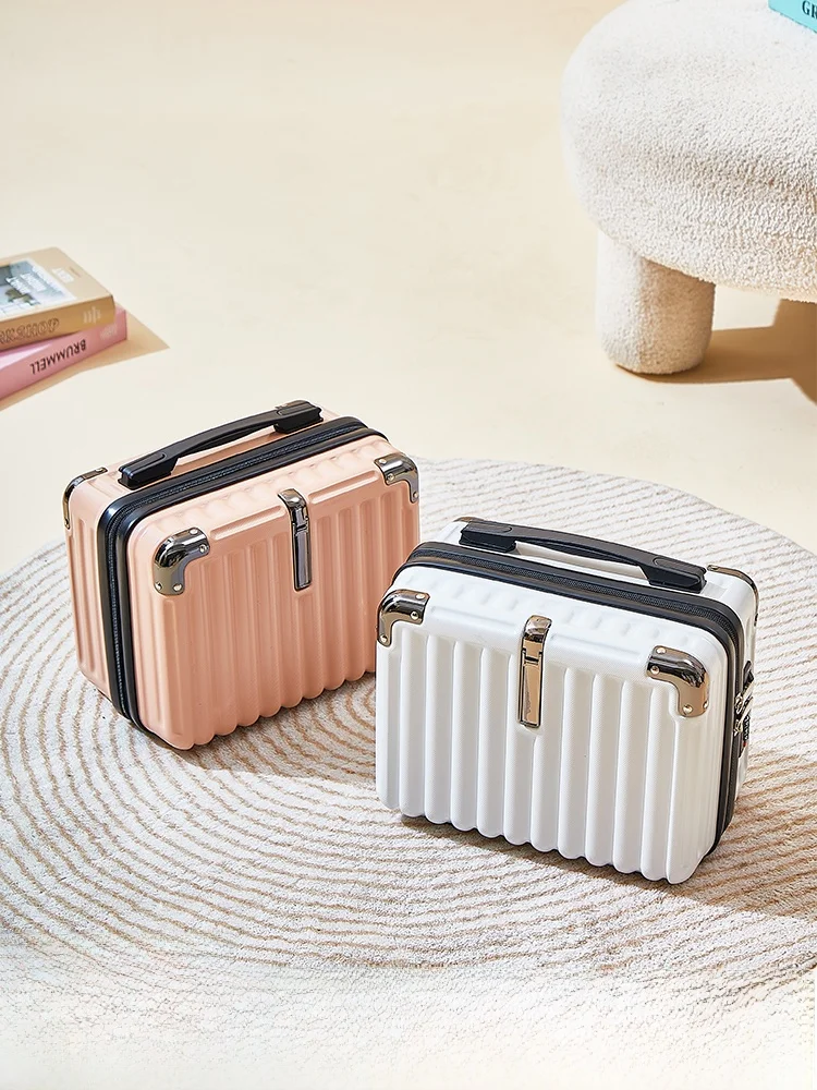 ポータブル4インチ荷物ボックス女性用ギフト収納バッグレトロミニトラベルパスワードメイクアップケースファッショナブルでトレンディなabs-pvc素材
