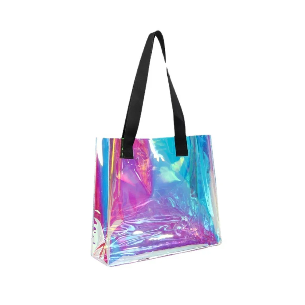 

Fashion Tote Bag Clear Holographic Handbag For Work Beauty Large Size And Sturdy Handle Bolso Holografico