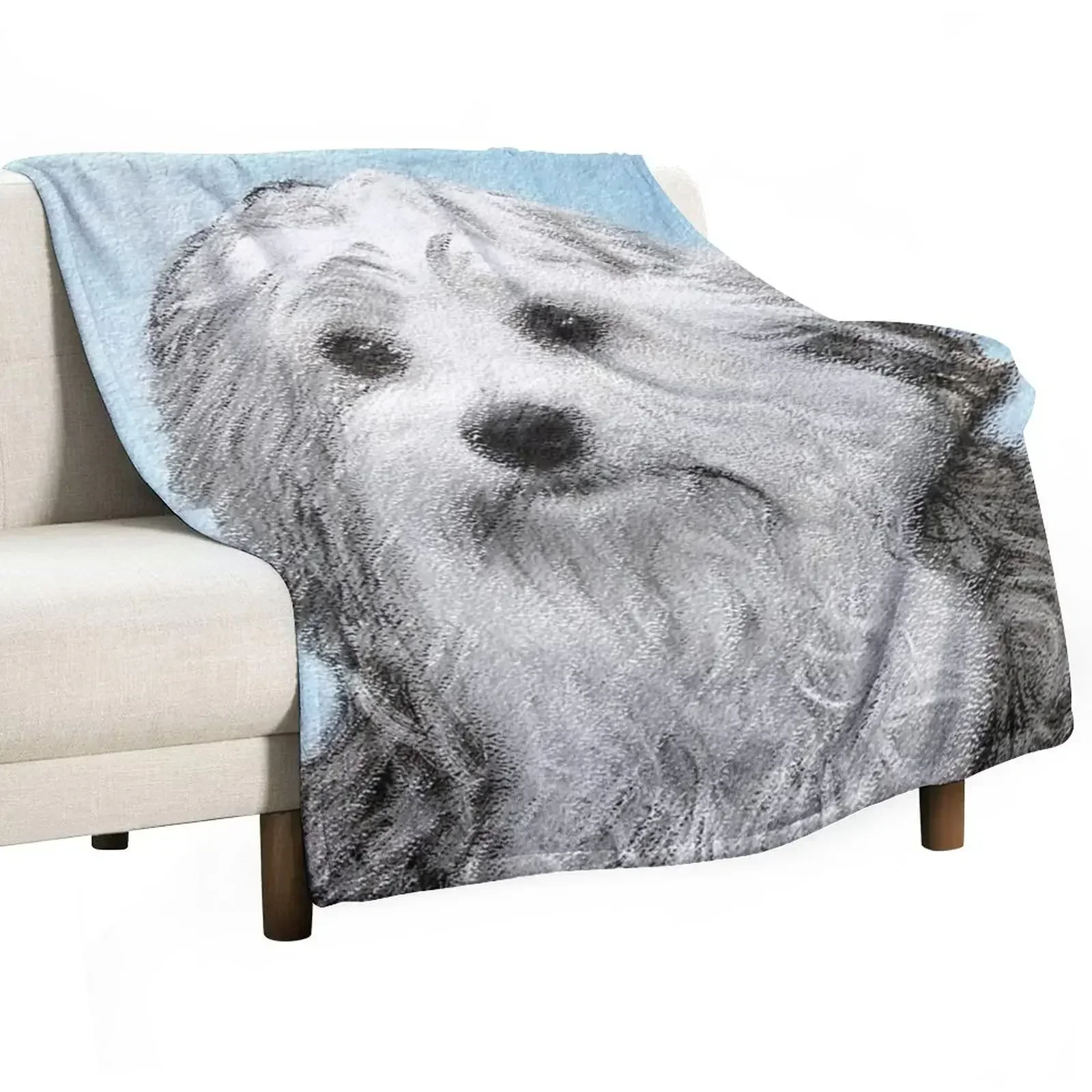 Lowchen Painting - Cute Original Dog Art Throw Blanket warm winter for babies Sofa Flannels Blankets