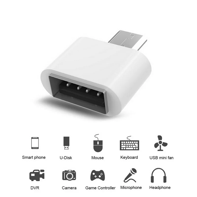 Conversor OTG portátil para Tablet Android, PC, Celular, Útil, Micro USB Macho para USB 2.0 Adaptador Feminino, 2pcs