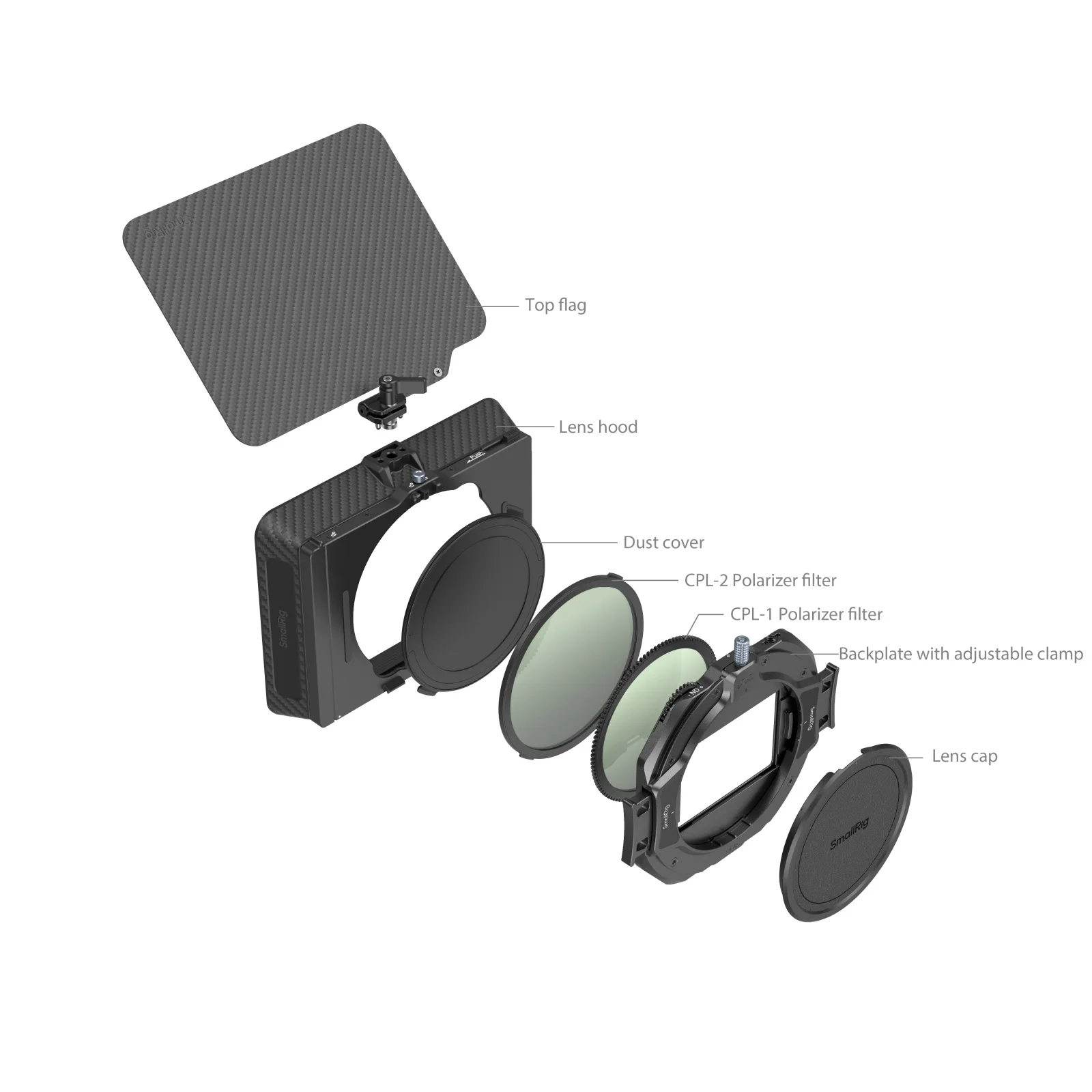 SmallRig Matte Box with Adjustable Clamp and VND Kit 67-82mm Ajustable Clamp Design Universal Matte Box CPL VND Dual-Filter 4411