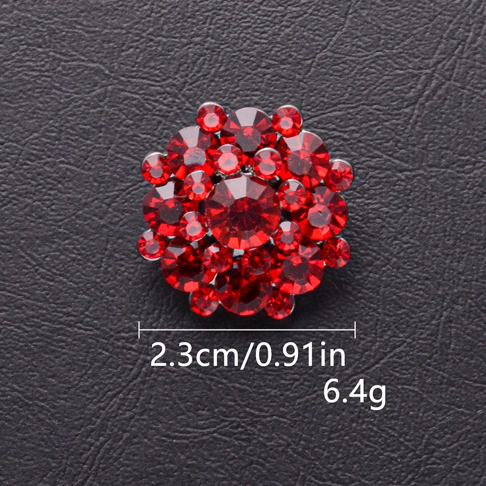 2pcs/Pack 24mm Red Full Rhinestone Metal Shank Buttons For DIY Shirts Sweater Shoes Deco Fashion Jewelry Accessories