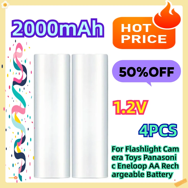 

For Flashlight Camera Toys Panasonic Eneloop AA Rechargeable Battery 1.2v 2000mAh 4pcs