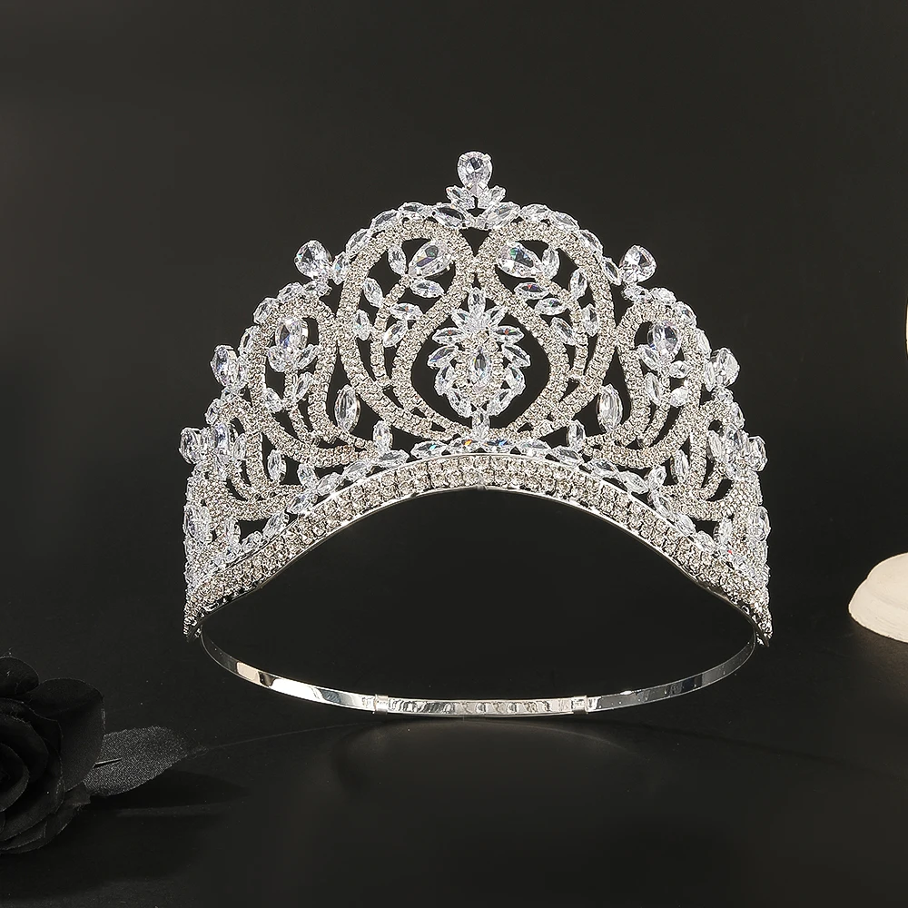 الباروك الأميرة الملكة مكعب الزركون الزفاف تاج أغطية الرأس كريستال التيجان للنساء الزفاف التيجان فستان الشعر اكسسوارات مجوهرات