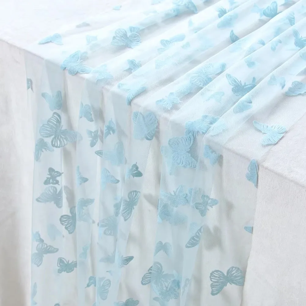 Creative Romantic Butterfly Mesh Table Runner Semi-Transparent Multi-color Gauze Tablecloth Decorative Table Cover Baby Shower