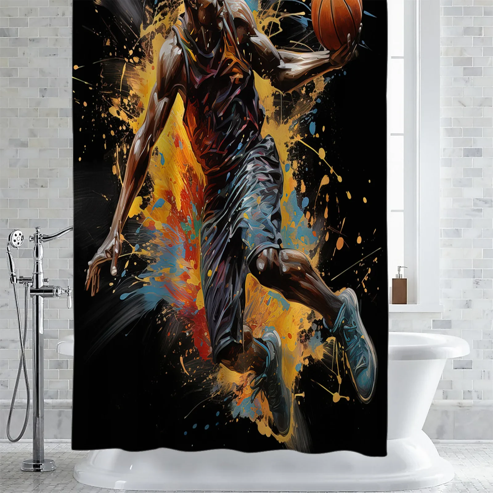 Imagem -02 - Esportes Estilo Atleta Basquete Cortinas de Chuveiro Waterproof Banho Cortinas Luxo Modern Banheiro Cortina Home Decor