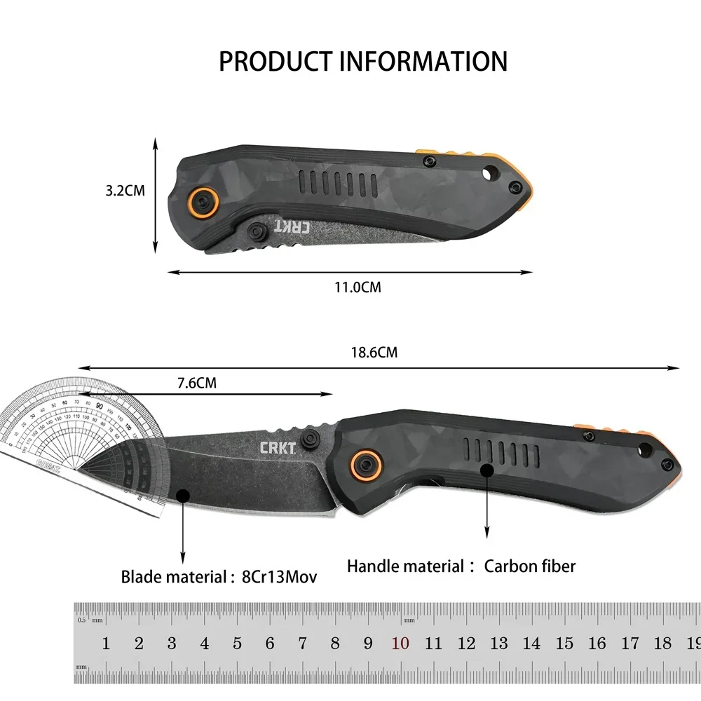 CR6280 Folding Pocket Knife High Quality 8Cr13Mov Blade Carbon Fiber Handle Outdoor EDC Camping Hiking Survival Cutting Tool