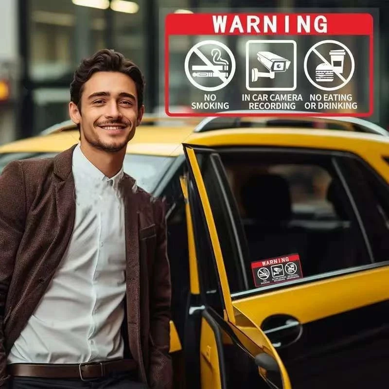 5/10Pcs/pack Warning 24Hour Sticker Sign Video Security Car's No Smoking No Eating Waterproof Surveillance For Home Store School
